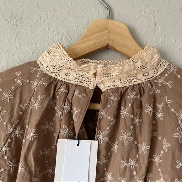 NWT Zara Embroidered Lace Romantic Blouse Beige S - Picture 7 of 11